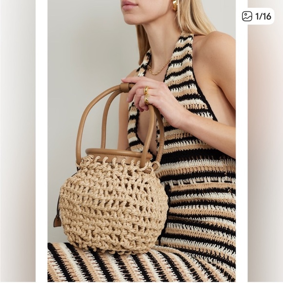 Cult Gaia Enya Interwoven Crochet Top Handle Basket Bag Natural - Picture 2 of 13